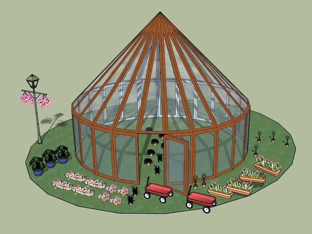 Garden Green House sketchup model preview - SketchupBox