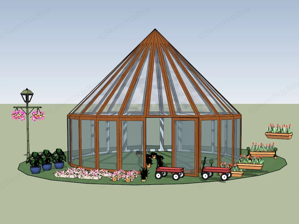 Garden Green House sketchup model preview - SketchupBox
