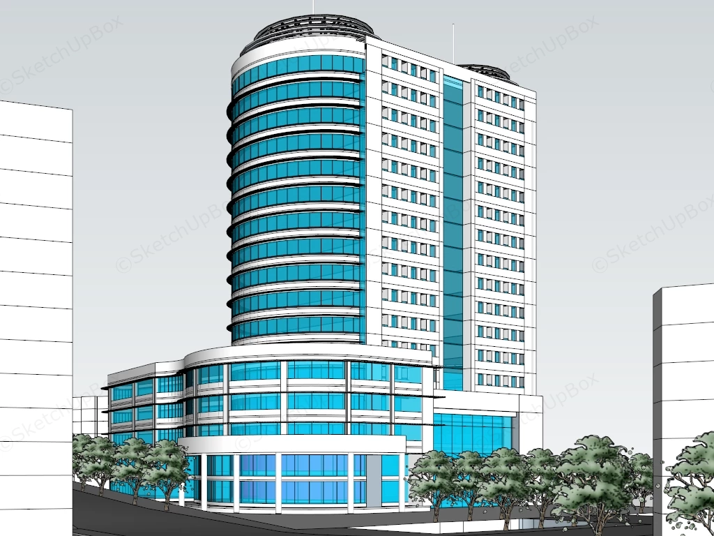Modern Hospital Architecture Design sketchup model preview - SketchupBox