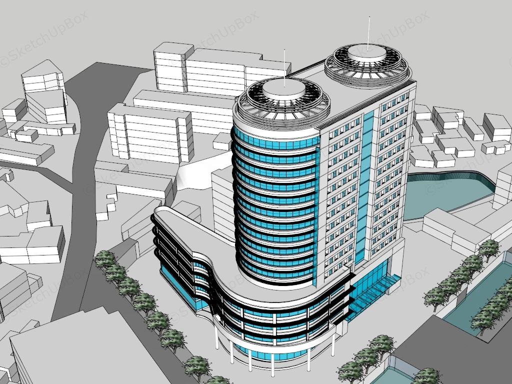 Modern Hospital Architecture Design sketchup model preview - SketchupBox