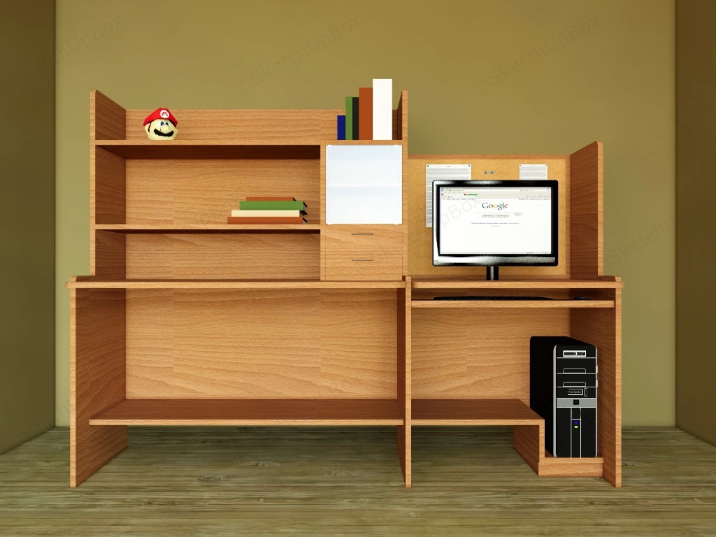 Computer Desk With Hutch sketchup model preview - SketchupBox