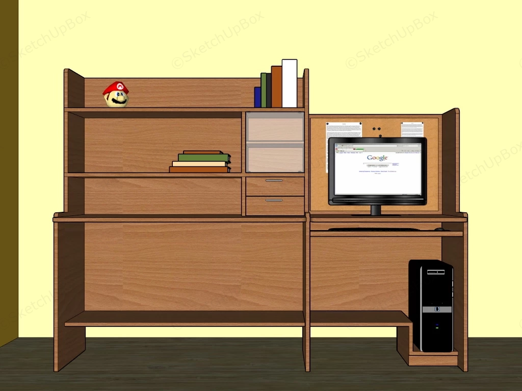 Computer Desk With Hutch sketchup model preview - SketchupBox