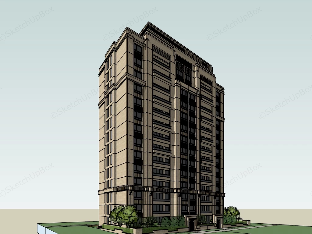 Modern Apartment Block sketchup model preview - SketchupBox