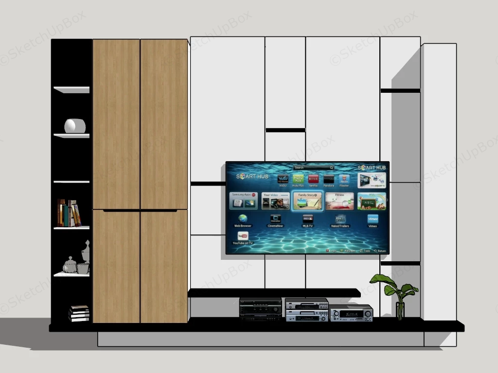 TV Wall Unit Design Ideas sketchup model preview - SketchupBox
