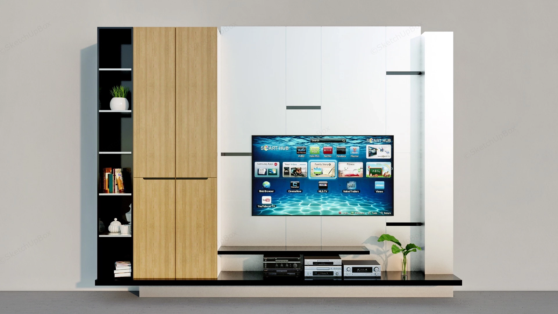 TV Wall Unit Design Ideas sketchup model preview - SketchupBox