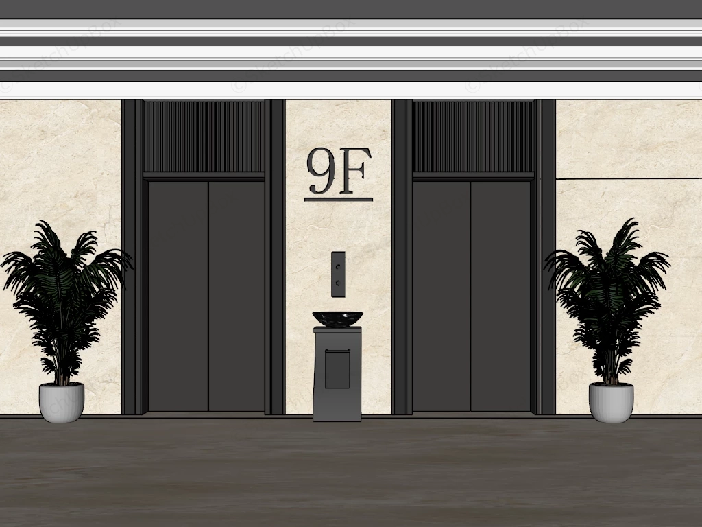 Office Building Elevators sketchup model preview - SketchupBox