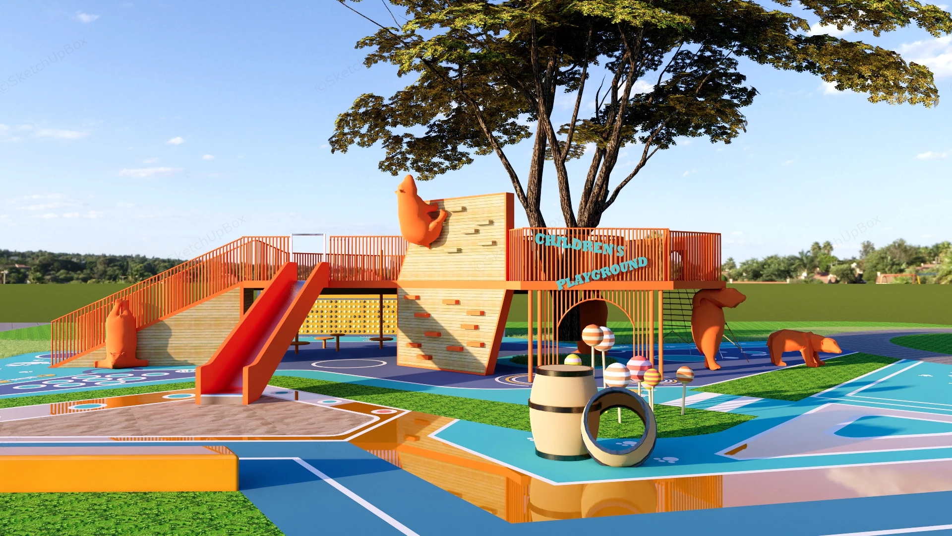 Children Playground Design sketchup model preview - SketchupBox