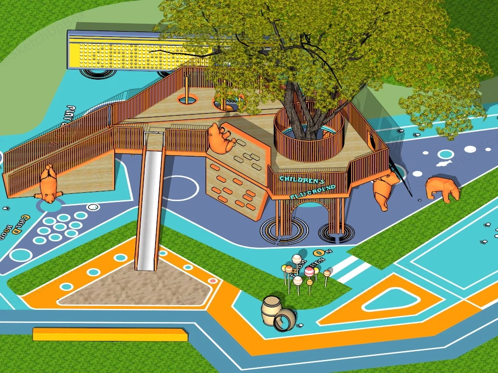 Children Playground Design sketchup model preview - SketchupBox