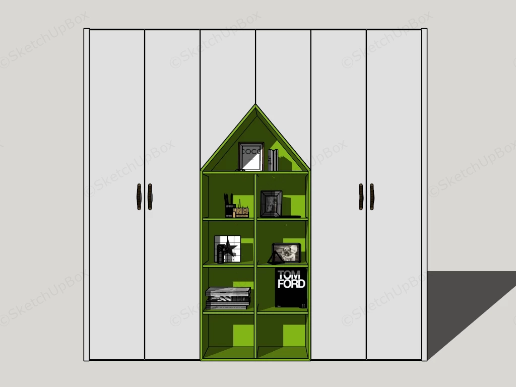 Kids Closet With Bookshelf sketchup model preview - SketchupBox