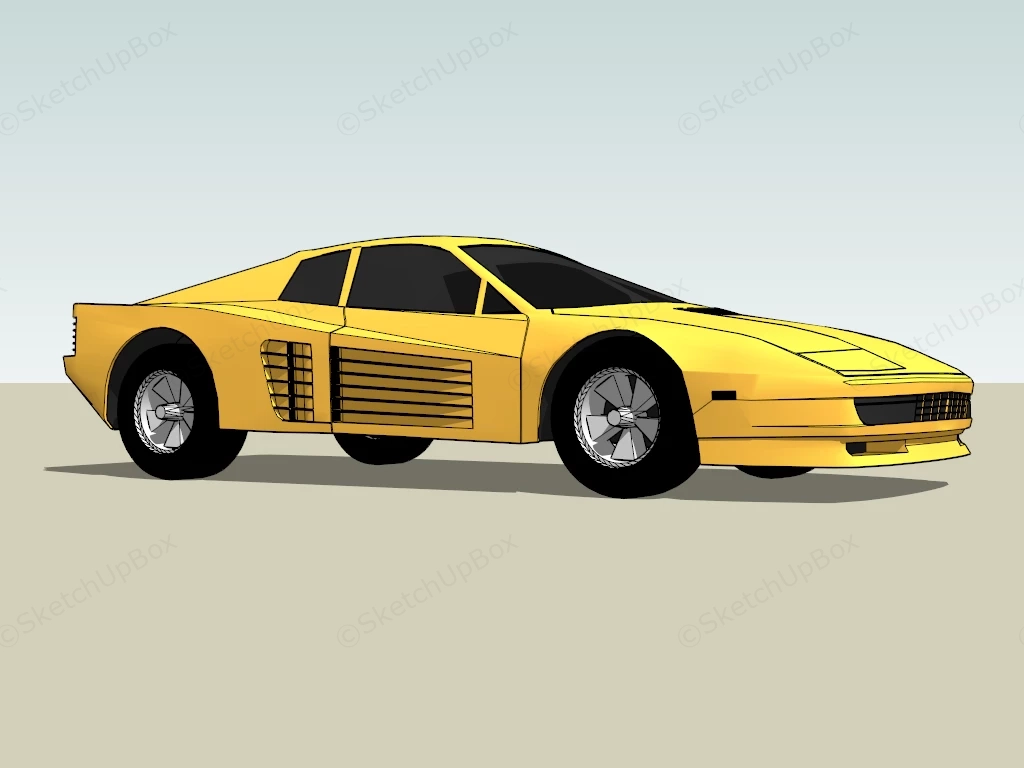Yellow Sports Car sketchup model preview - SketchupBox