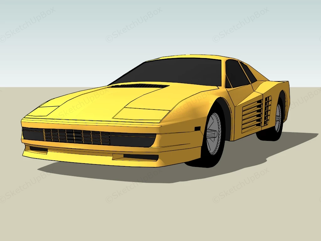 Yellow Sports Car sketchup model preview - SketchupBox
