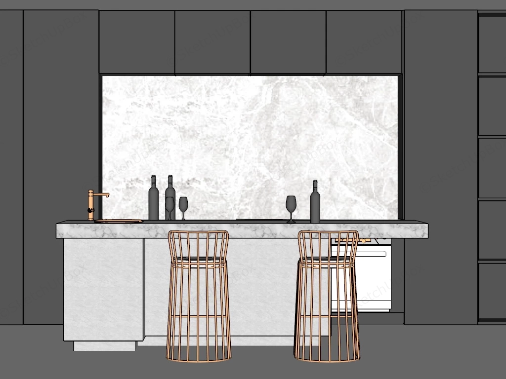 Kitchen Island Dining Table sketchup model preview - SketchupBox