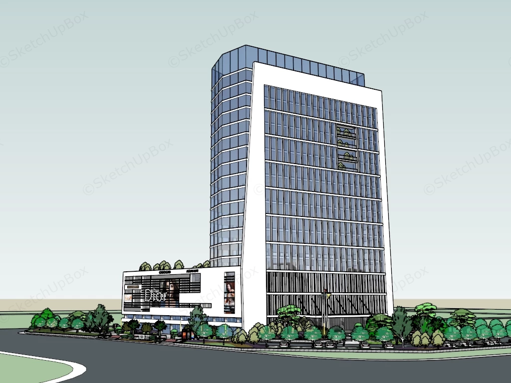 Shopping Center & Office Complex sketchup model preview - SketchupBox