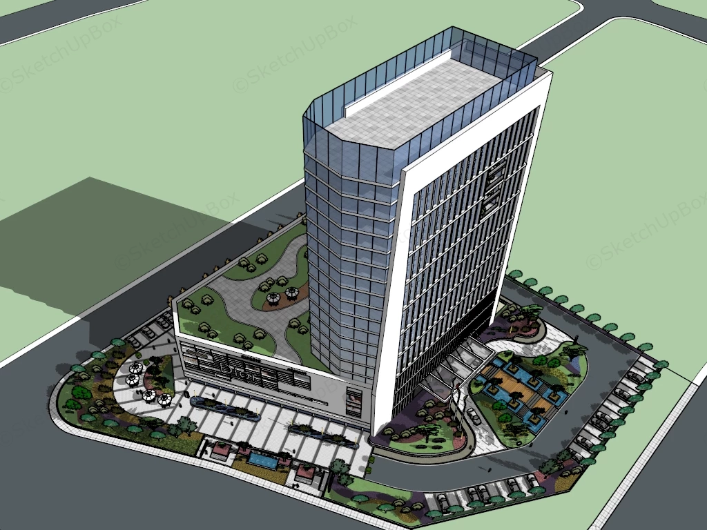 Shopping Center & Office Complex sketchup model preview - SketchupBox