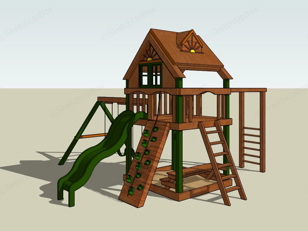 Wood Backyard Playset sketchup model preview - SketchupBox