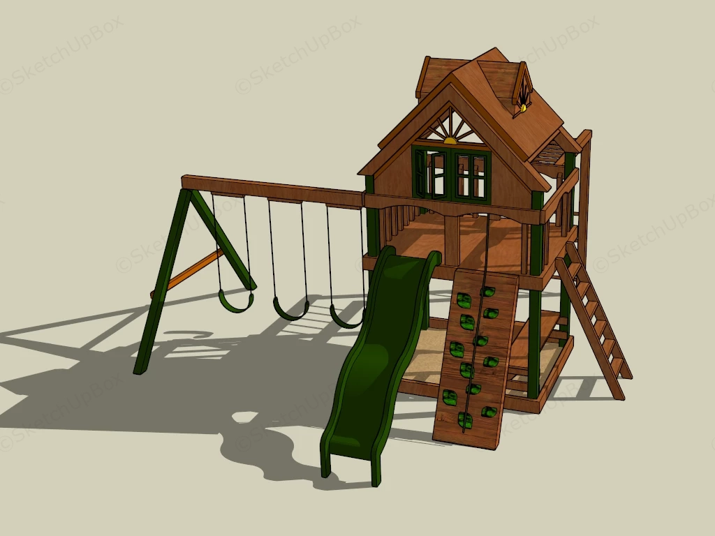 Wood Backyard Playset sketchup model preview - SketchupBox