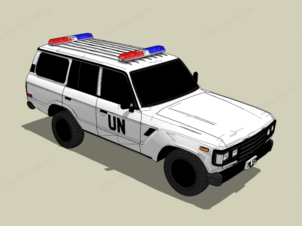 United Nations Police Car sketchup model preview - SketchupBox