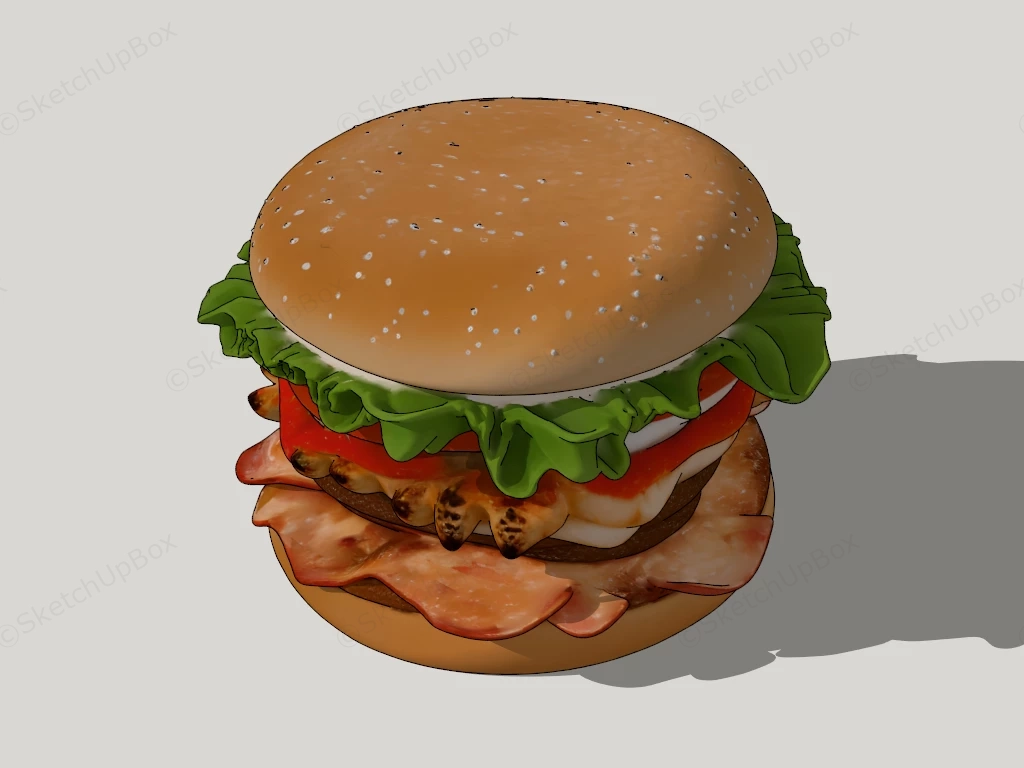Bacon Burger With Lettuce sketchup model preview - SketchupBox