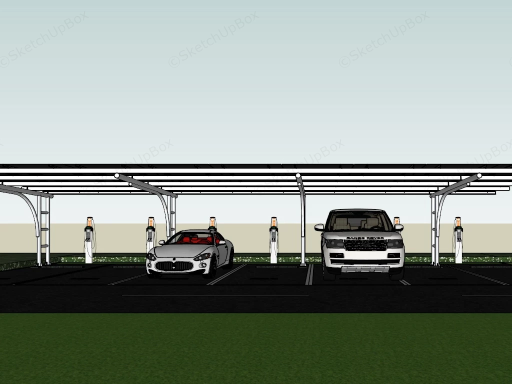 Car Park EV Charging Station sketchup model preview - SketchupBox