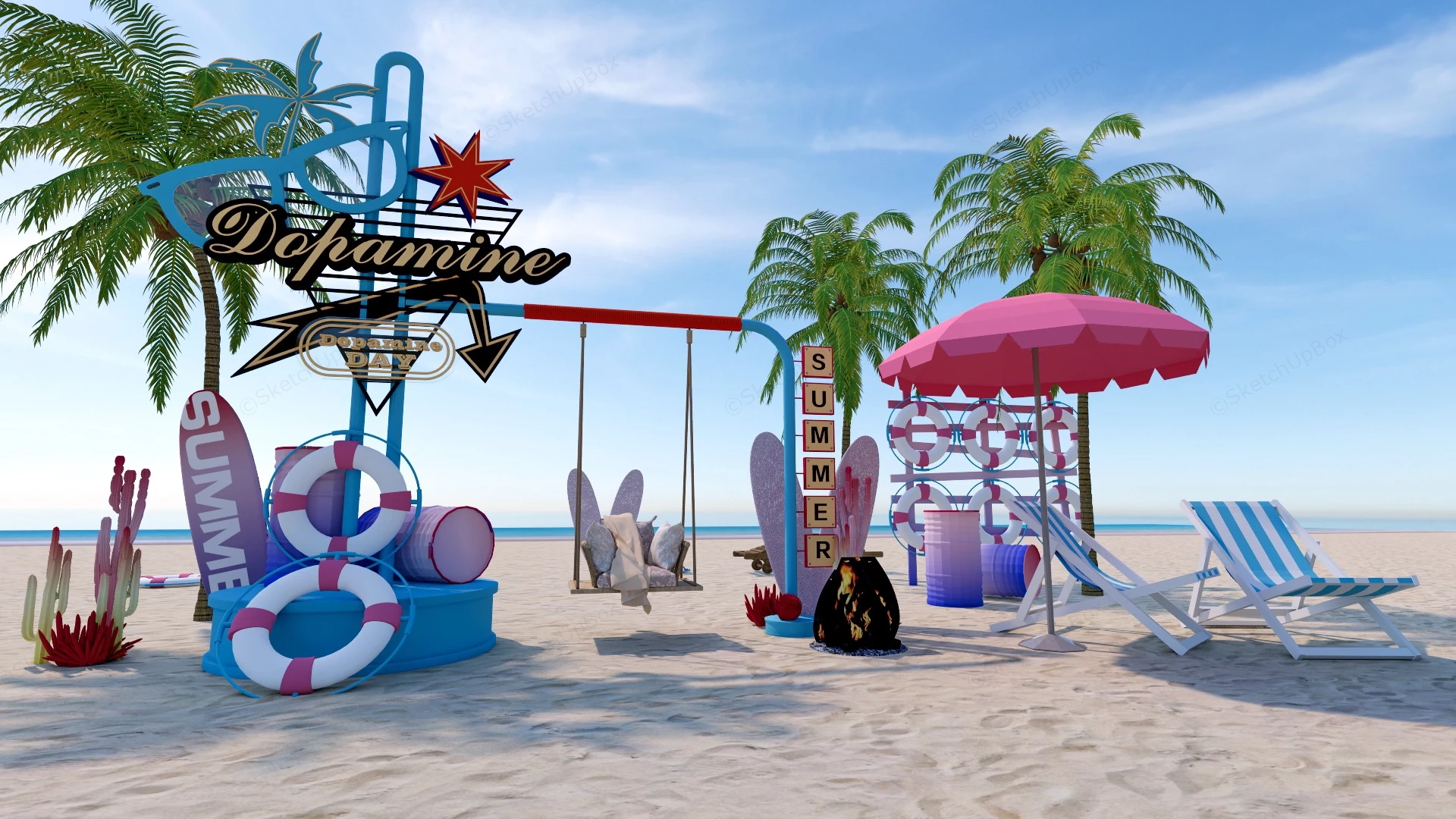 Beach Dopamine Art Installation sketchup model preview - SketchupBox