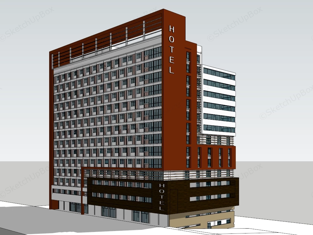 Urban Boutique Hotel sketchup model preview - SketchupBox