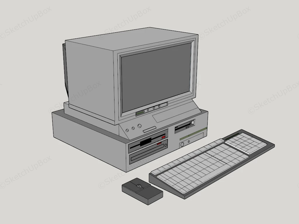 Old Desktop Computer sketchup model preview - SketchupBox