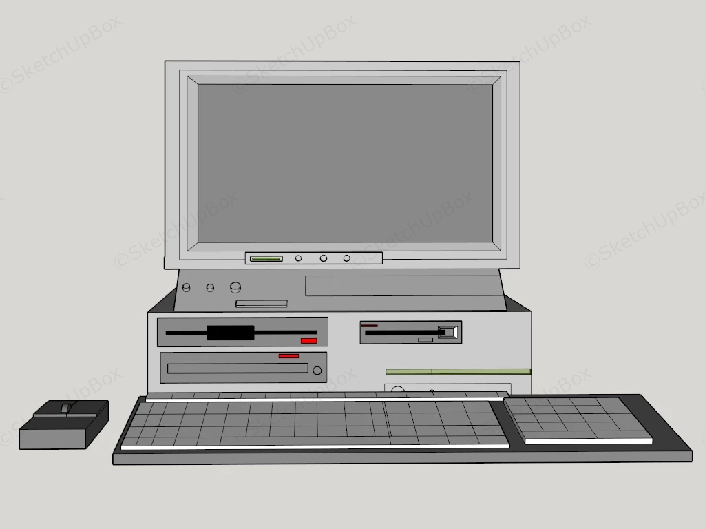 Old Desktop Computer sketchup model preview - SketchupBox