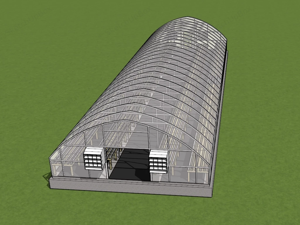 Commercial Greenhouse sketchup model preview - SketchupBox