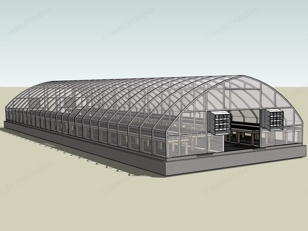 Commercial Greenhouse sketchup model preview - SketchupBox