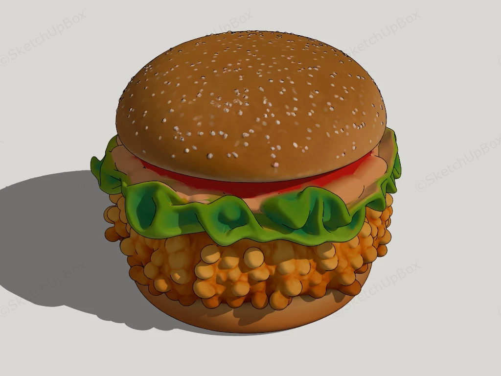 Fried Chicken Burger sketchup model preview - SketchupBox