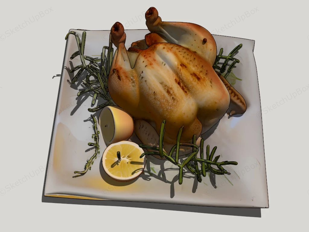 Lemon Roasted Chicken sketchup model preview - SketchupBox