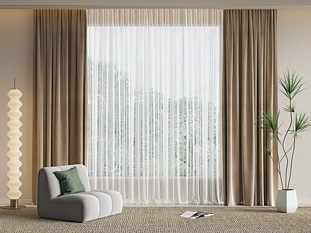 Living Room Curtain Ideas sketchup model preview - SketchupBox
