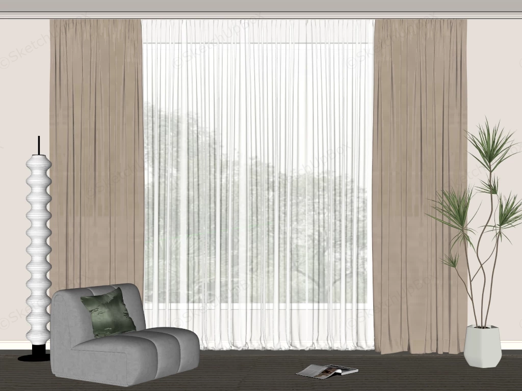 Living Room Curtain Ideas sketchup model preview - SketchupBox