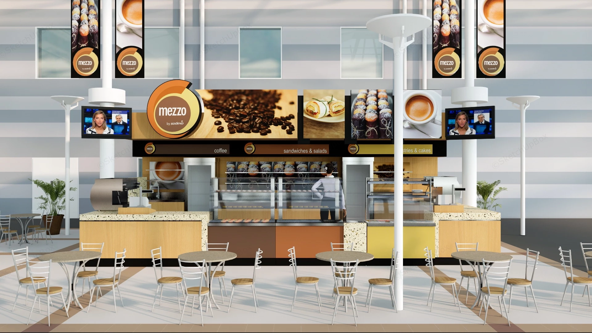 Coffee Shop In Mall sketchup model preview - SketchupBox