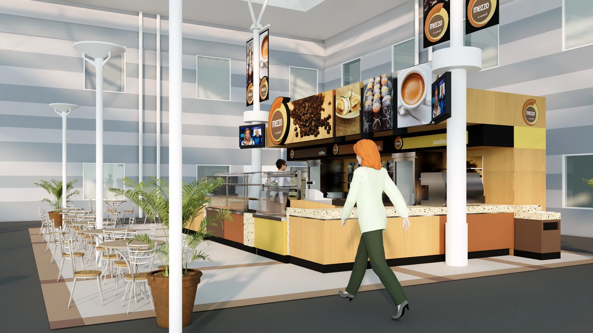 Coffee Shop In Mall sketchup model preview - SketchupBox