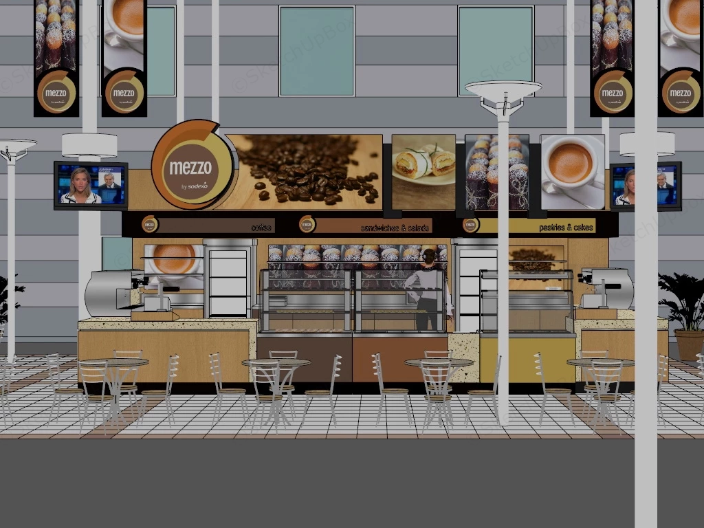 Coffee Shop In Mall sketchup model preview - SketchupBox