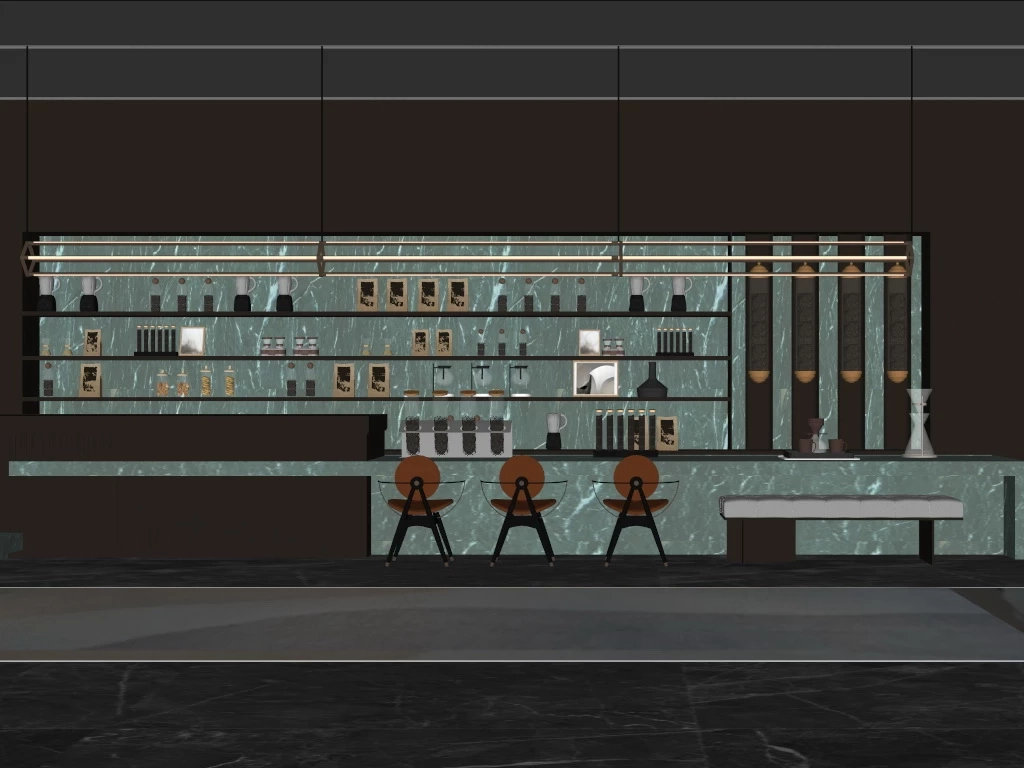 Coffee Shop Counter Design sketchup model preview - SketchupBox