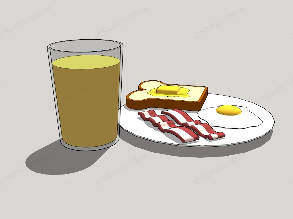 Breakfast Food Set sketchup model preview - SketchupBox