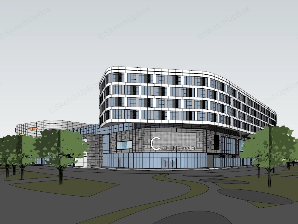 City Commercial Center sketchup model preview - SketchupBox