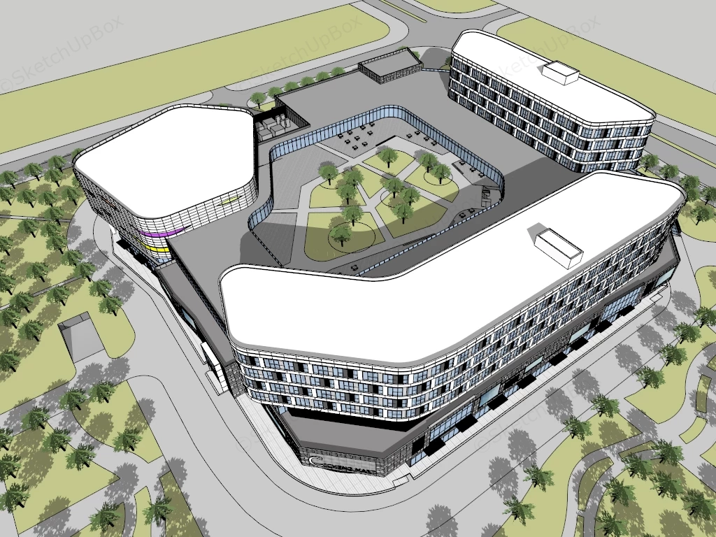 City Commercial Center sketchup model preview - SketchupBox