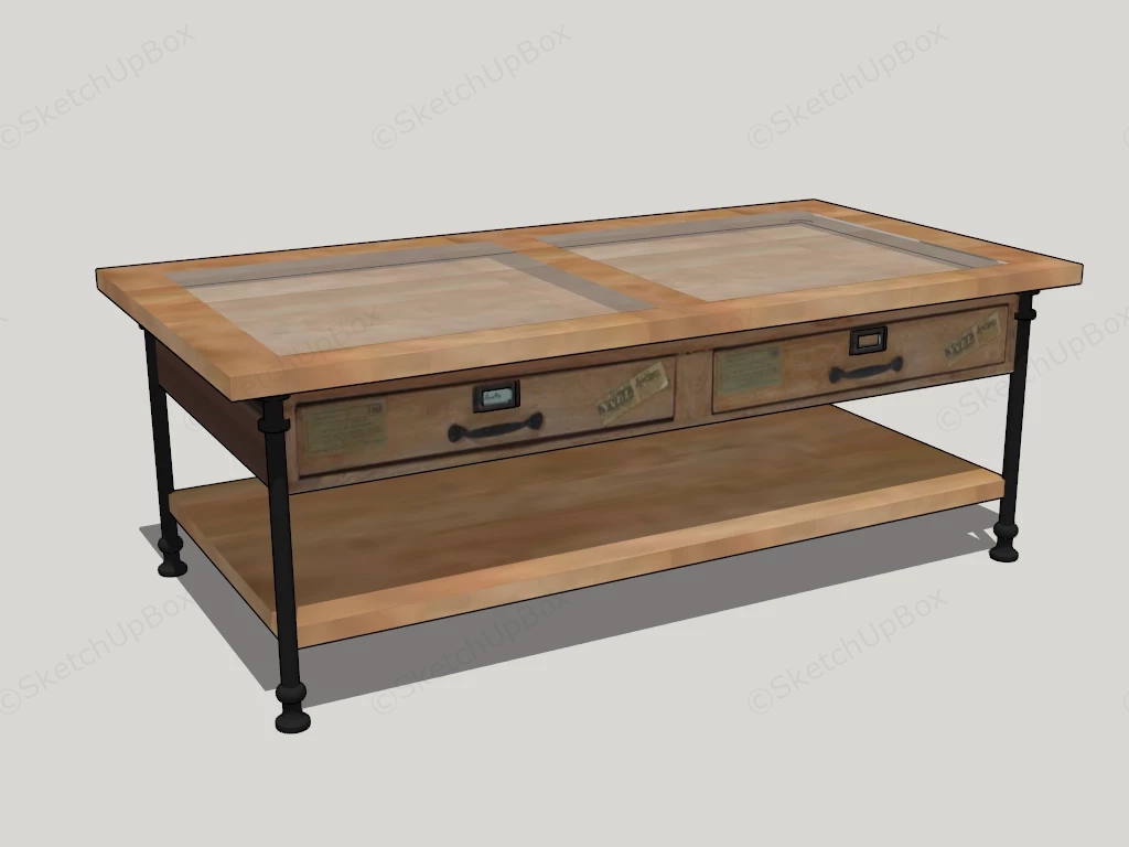 Rustic Industrial Coffee Table sketchup model preview - SketchupBox