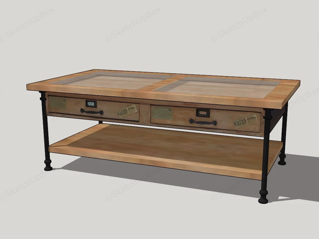 Rustic Industrial Coffee Table sketchup model preview - SketchupBox