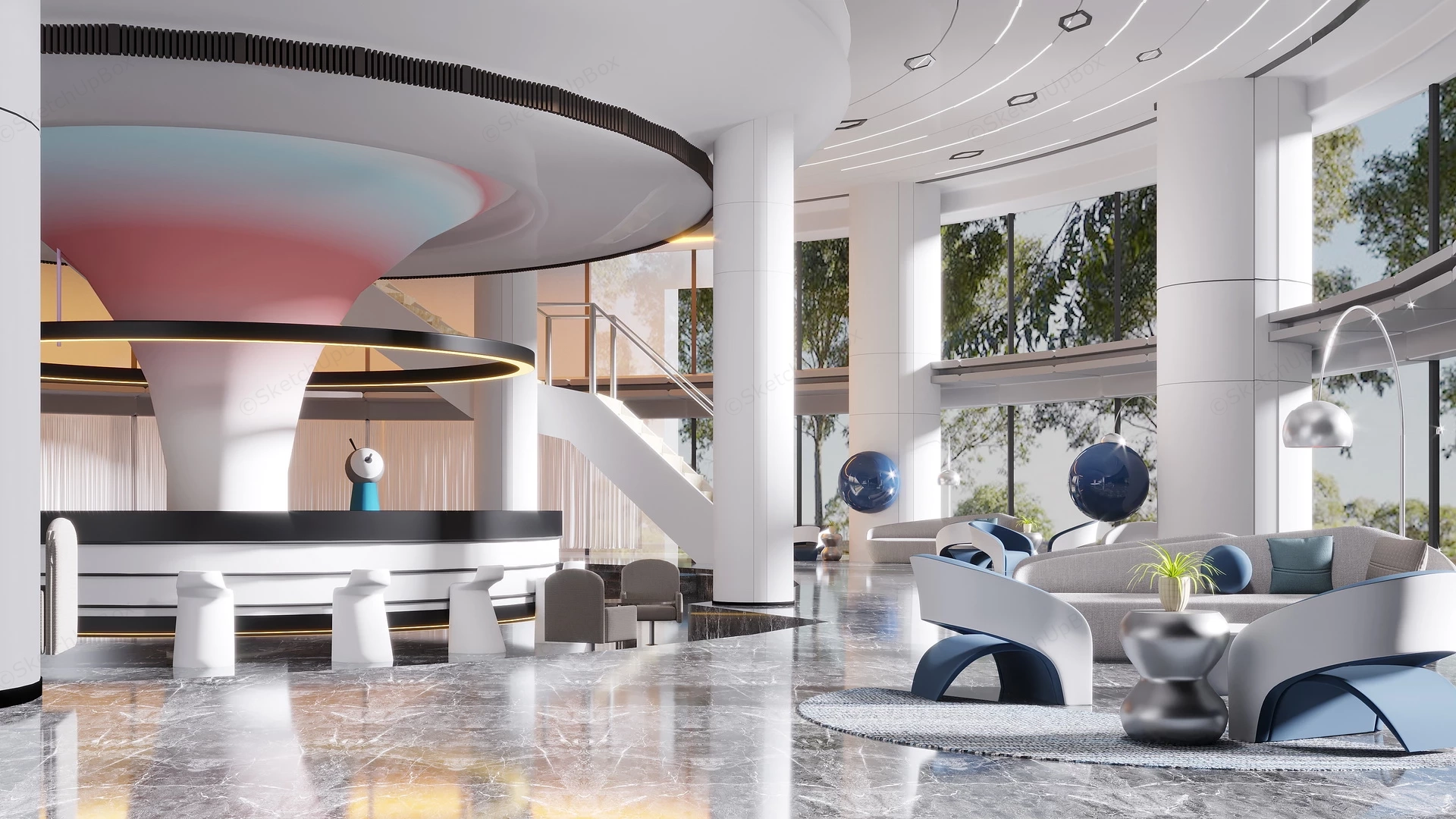 Reception Hall Design sketchup model preview - SketchupBox