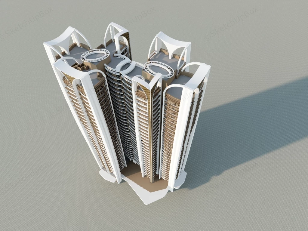 High Rise Residential Building Facade sketchup model preview - SketchupBox