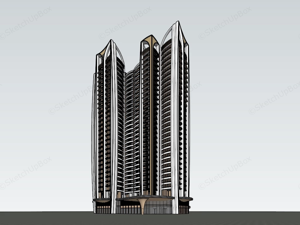 High Rise Residential Building Facade sketchup model preview - SketchupBox