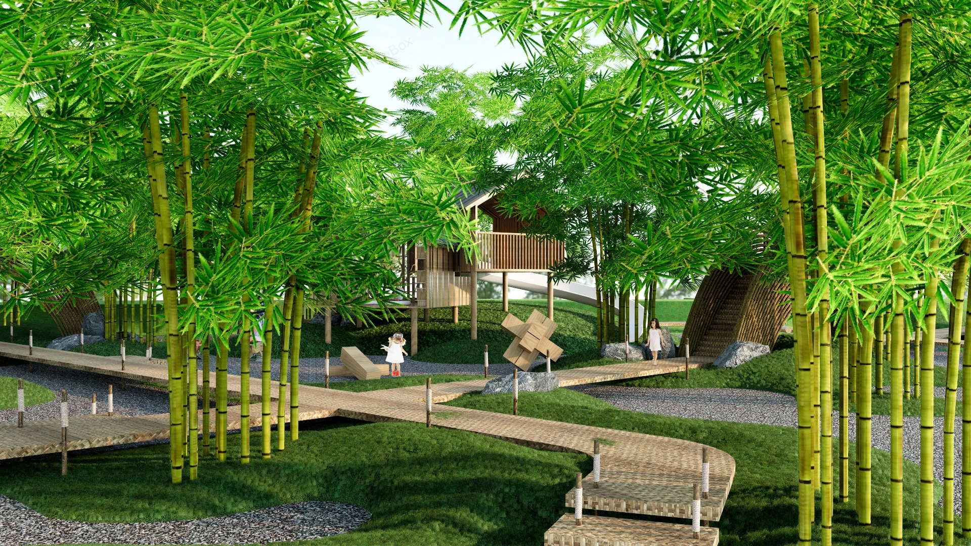 Natural Playground Design sketchup model preview - SketchupBox