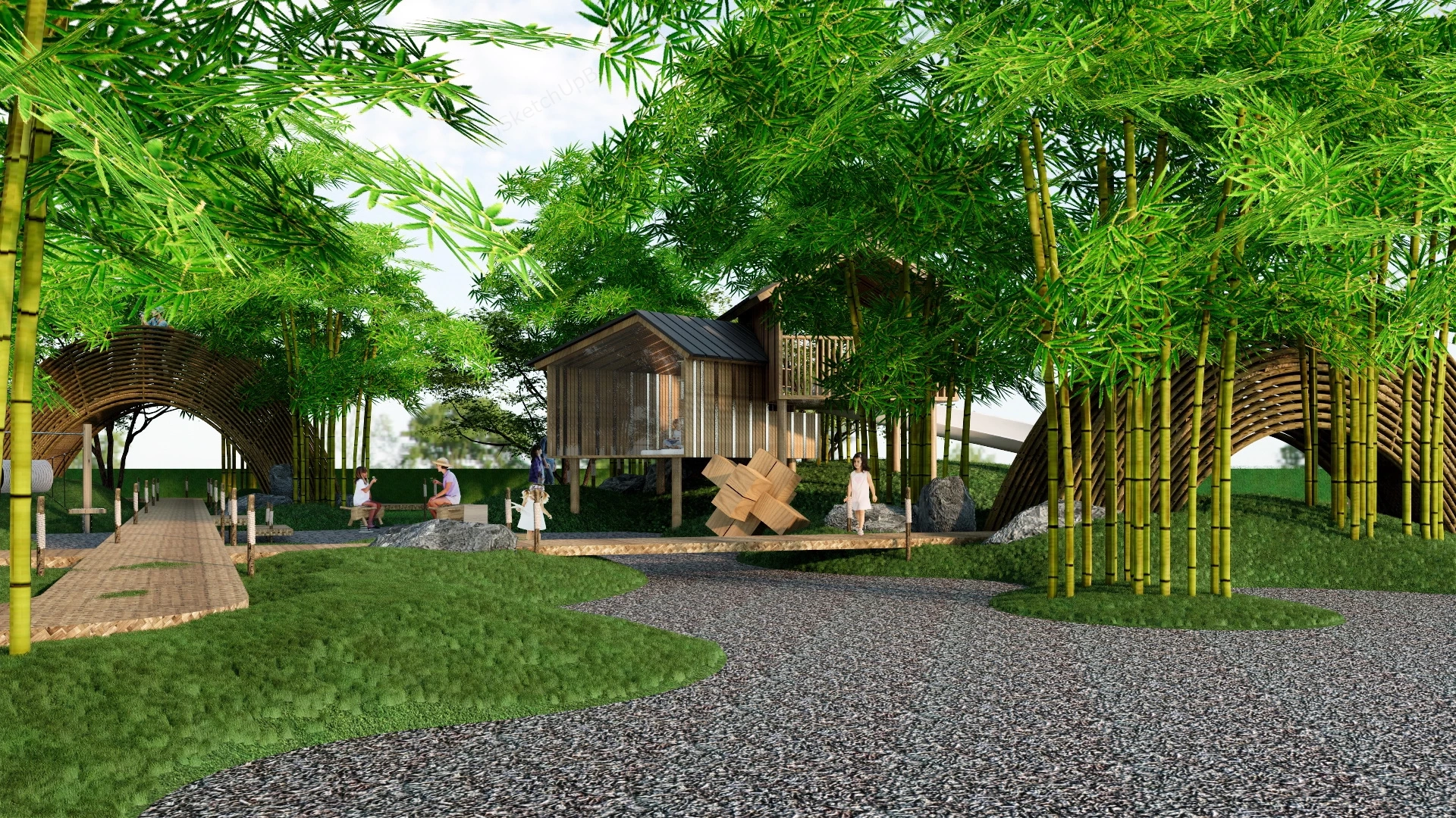 Natural Playground Design sketchup model preview - SketchupBox