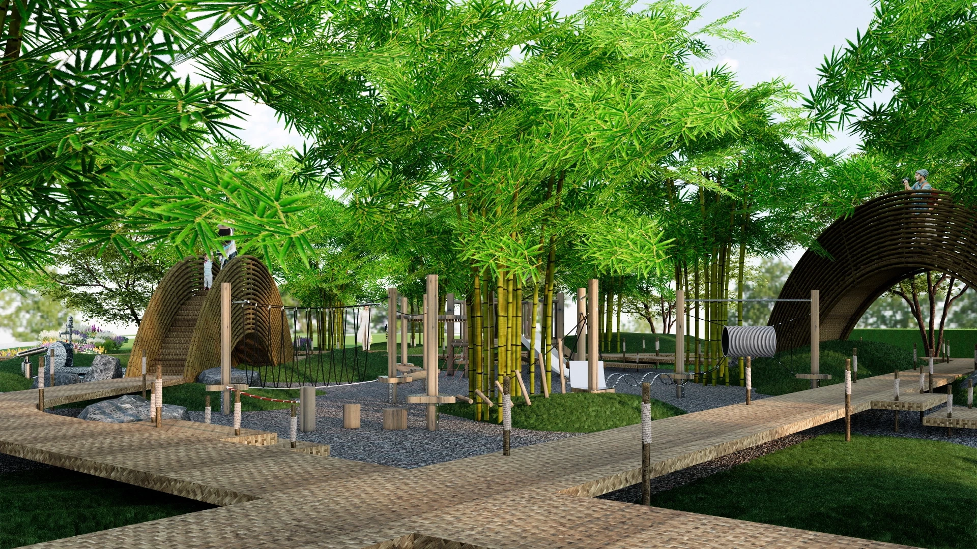 Natural Playground Design sketchup model preview - SketchupBox