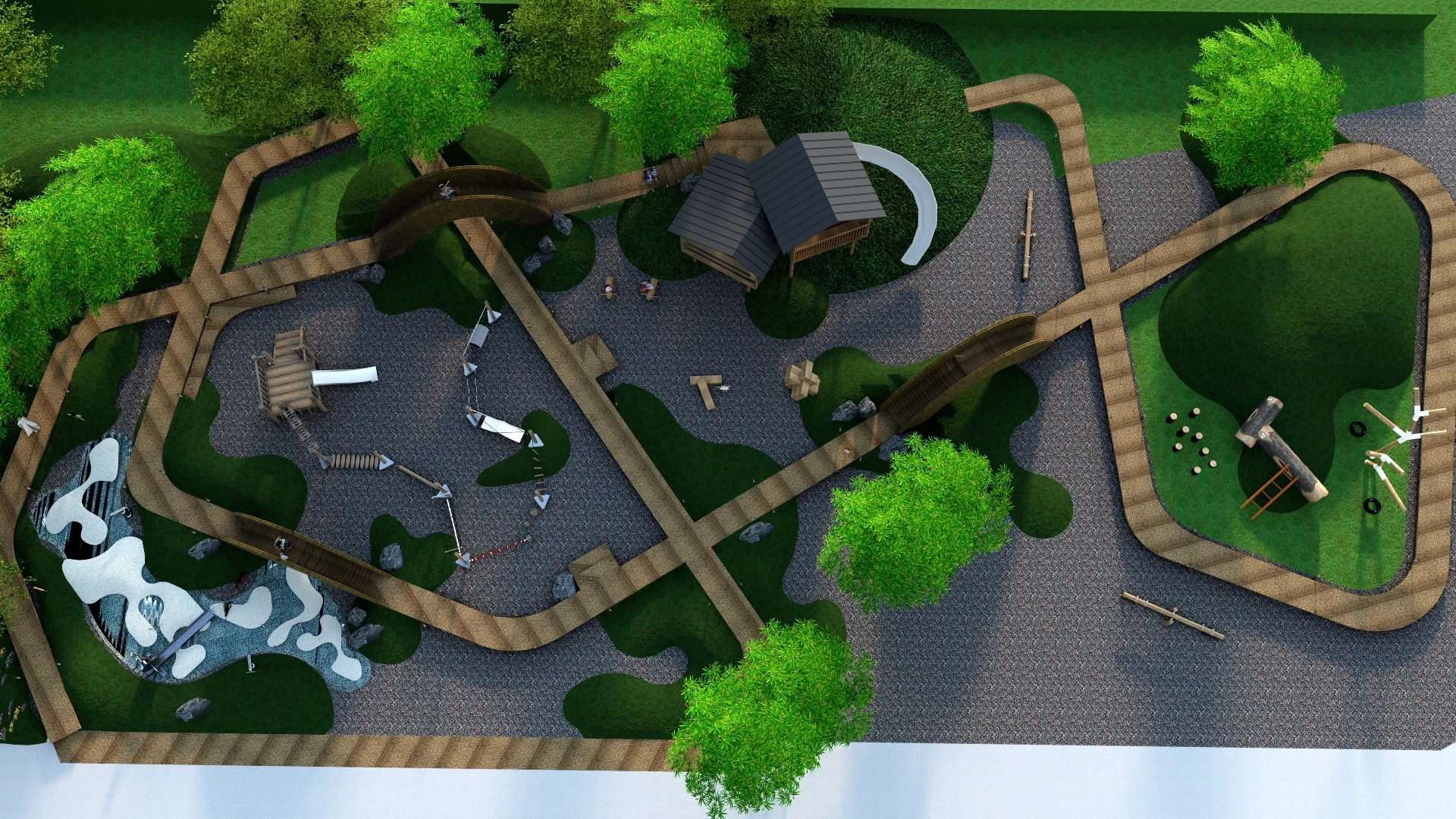 Natural Playground Design sketchup model preview - SketchupBox