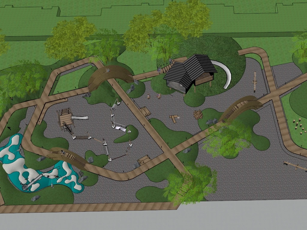 Natural Playground Design sketchup model preview - SketchupBox